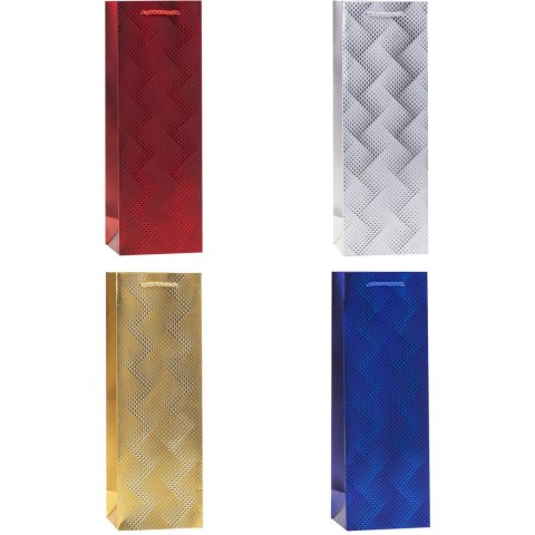 Torebka prezentowa 12x35x9cm na butelkę TBG-24158-BB emboss ROZETTE