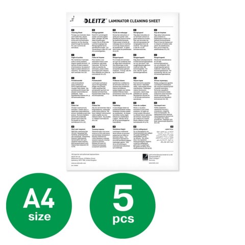 Arkusze czyszczące do laminatora A3/A4 (5szt) 72550000 LEITZ