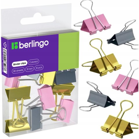 Klipy biurowe do papieru 19mm 10szt. różowe złote i srebrne 330194 BERLINGO