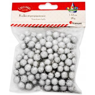Kulki styropianowe 10-12mm (20g) srebrne z brokatem 439979 TITANUM