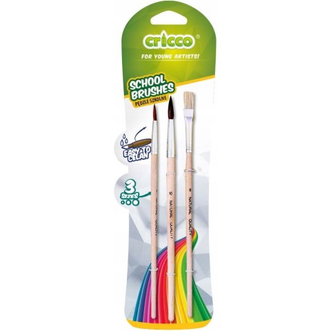 Pędzelki szkolne 3szt. blister CR364B3 CRICCO