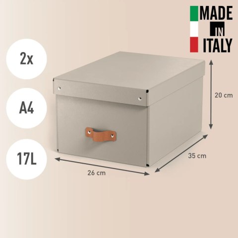 Pudełko do przechowywania Puro z pokrywką średnie 17l (2szt) beżowe 61490012 LEITZ