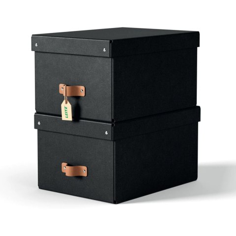 Pudełko do przechowywania Puro z pokrywką średnie 17l (2szt) czarne 61490095 LEITZ