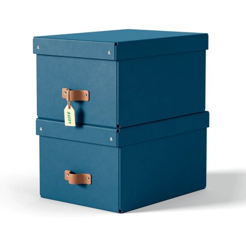 Pudełko do przechowywania Puro z pokrywką średnie 17l (2szt) granatowe 61490068 LEITZ