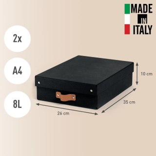 Pudełko do przechowywania Puro z pokrywką średnie niskie 8l (2szt) czarne 61480095 LEITZ