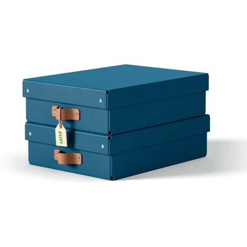 Pudełko do przechowywania Puro z pokrywką średnie niskie 8l (2szt) granatowe 61480068 LEITZ