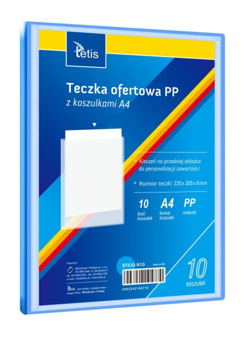Teczka ofertowa A4 PP 10 koszulek NIEBIESKA BT630-N10 TETIS