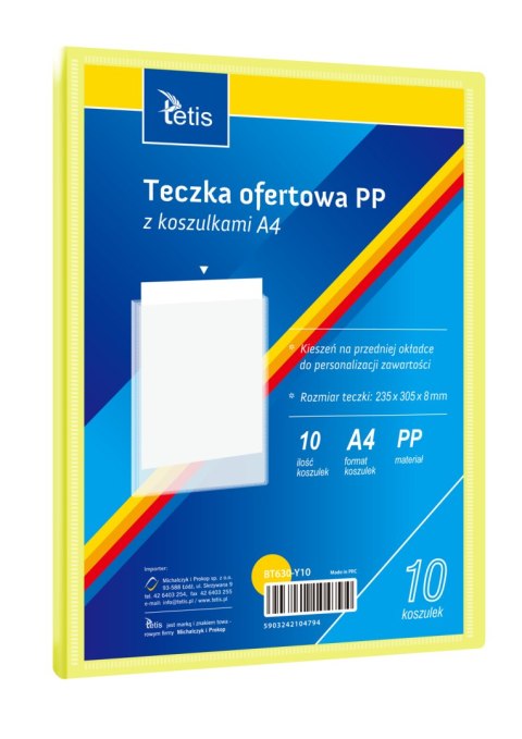 Teczka ofertowa A4 PP 10 koszulek ŻÓŁTA BT630-Y10 TETIS