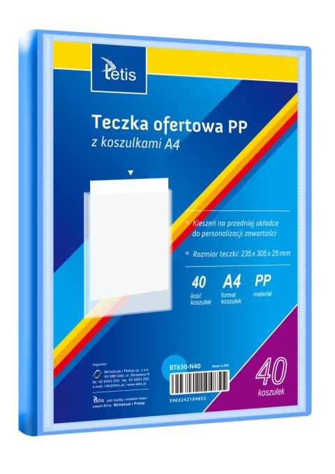 Teczka ofertowa A4 PP 40 koszulek NIEBIESKA BT630-N40 TETIS