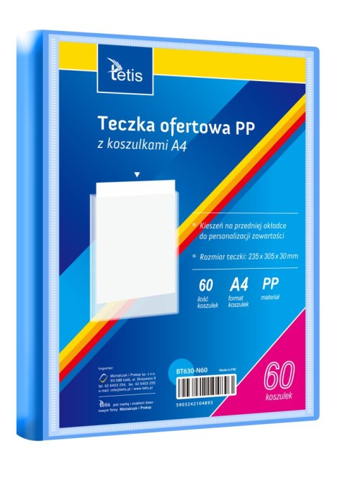 Teczka ofertowa A4 PP 60 koszulek NIEBIESKA BT630-N60 TETIS