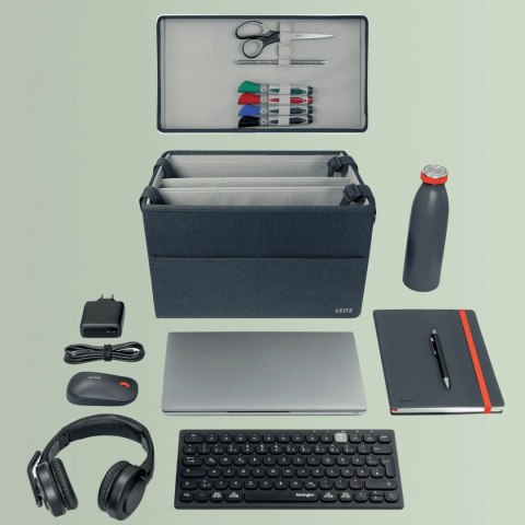 Torba kompaktowa na akcesoria Fabric z pokrywką ciemnoszara 67240089 LEITZ