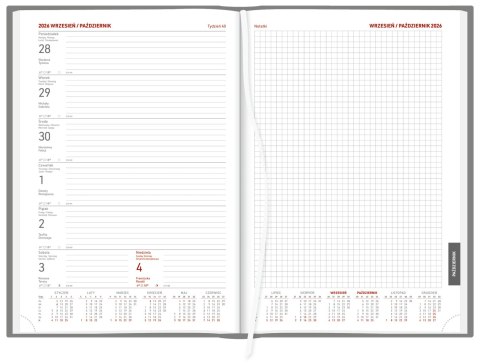 Kalendarz A4 Aluminium STANDARD tygodniowy z notesem p.biały 237 A4TNB granatowy Wokół Nas