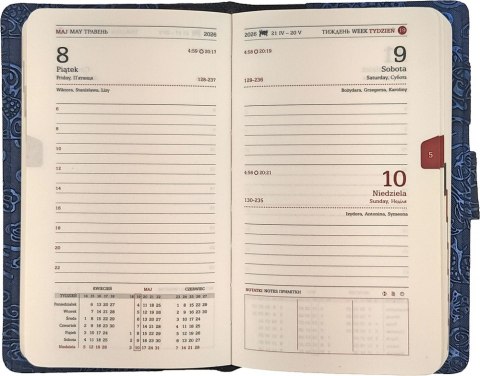 Kalendarz B6 dzienny z zapięciem 2026 hologram fioletowy 0405-0935-30 Panta Plast