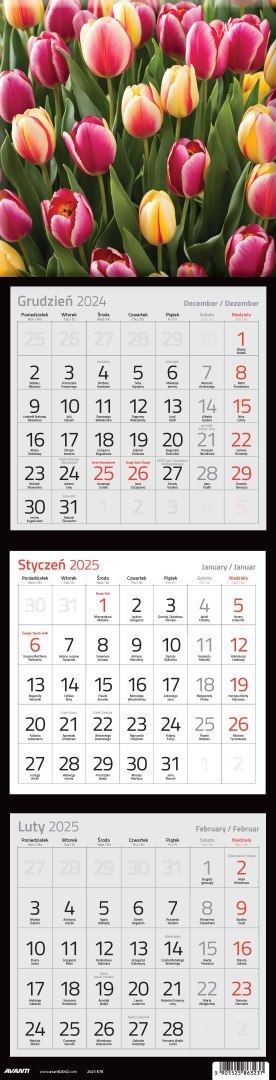 Kalendarz ścienny trójdzielny kwadratowy mix wzorów KTK AVANTI