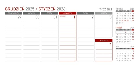 Kalendarz z notesem tygodniowy spiralowy czarny 2026 KB044B Wokół Nas