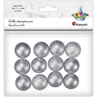 Kulki styropianowe 25mm (12 sztuk) srebrne 623442 TITANUM