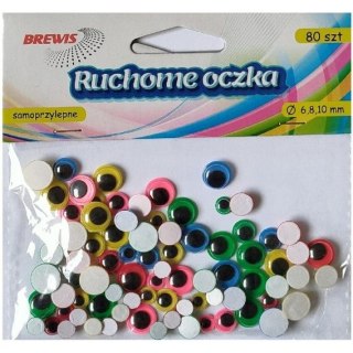 Oczka ruchome okrągłe samoprzylepne 6,8,10mm (80 sztuki) RO20 BREWIS
