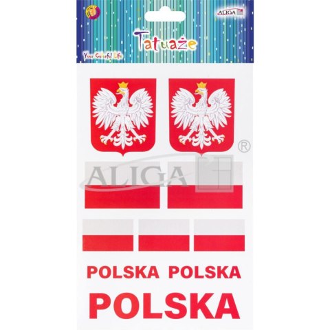 Tatuaże do ciała 14x21cm BARWY NARODOWE TAT-0673 ALIGA