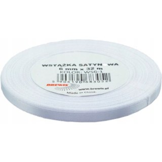 Wstążka satynowa 6mm/32m biała ws6-1 BREWIS