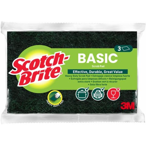 Zmywak do szorowania SCOTH-BRITE Basic włóknina (3szt.) zielony 3M-68060502025
