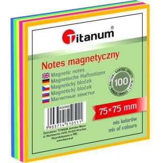 Bloczek magnetyczny mix kol. neonowy 75x75mm 100k. 456960 TITANUM