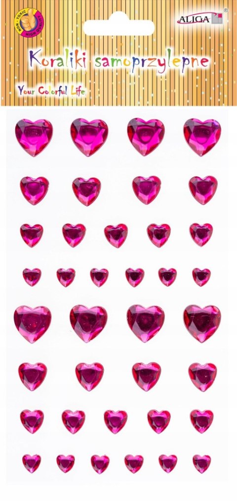 Dżety kryształki samoprzylepne mix rozmiarów serca 9,5x15,5cm JET-3231 ALIGA