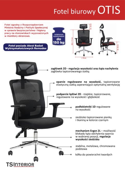 Fotel biurowy obrotowy ergonomiczny OTIS TS INTERIOR