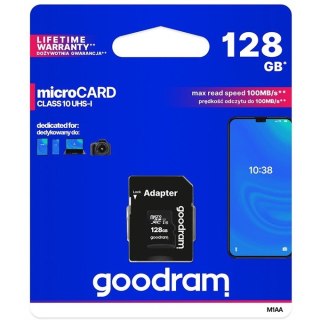 Karta pamięci MicroSD 128GB GOODRAM MicroSDXC Class10 UHS I + adapter M1AA-1280R12