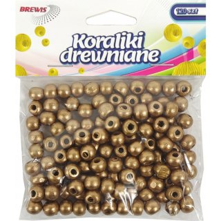 Koraliki drewniane 8mm złote (120sztuk - 18g) KD8-4 BREWIS