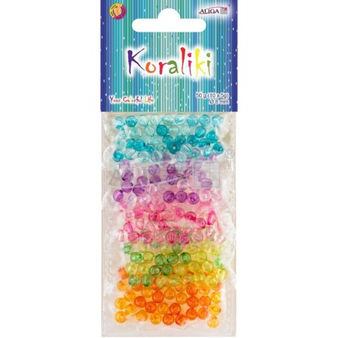 Koraliki plastikowe 8mm. op. 50g. (10kol. x 5g.) PJ-2844 ALIGA