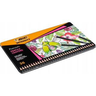 Kredki ołówkowe 36 kolorów INTENSITY Premium metalowe opakowanie 510022 BIC
