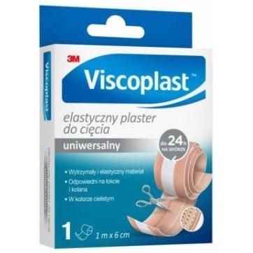 Plaster elastyczny do cięcia VISCOPLAST 6cm x 1m jasnobrązowy 3M-YP201040505