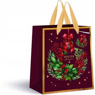 Torebka prezentowa duża Burgundy Boże Narodzenie 190g 33x46x13cm INTERDRUK