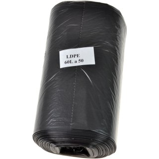 Worki na śmieci 60L LDPE czarne (50szt) 17 mic