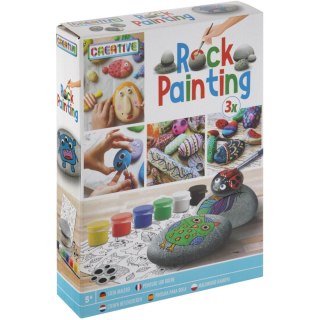 Zestaw do malowania kamieni (3x Kamień, 6x Farbka, 1x Pędzelek, 1x arkusz z szablonami) 200026 MOXY