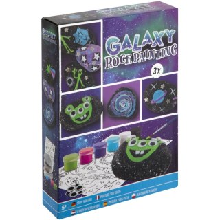 Zestaw do malowania kamieni GALAXY (3x Kamień, 6x Farbka, 1x Pędzelek, 1x arkusz z szablonami) 200058 MOXY