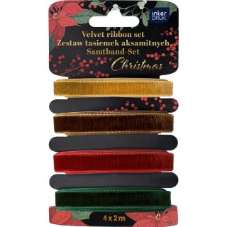 Zestaw tasiemek aksamitnych 4x2m Christmas INTERDRUK