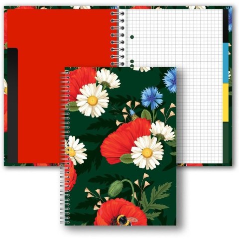 Brulion B5 w twardej oprawie w spirali z przekładkami 160k kratka Maki TT9410 PENMATE