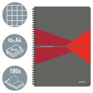 Kołonotatnik Office Card A4 w kratkę czerwony 46471025 LEITZ