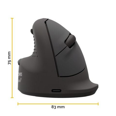 Mysz ergonomiczna PLUS, leworęczna czarna BREYTA 100143583 FELLOWES