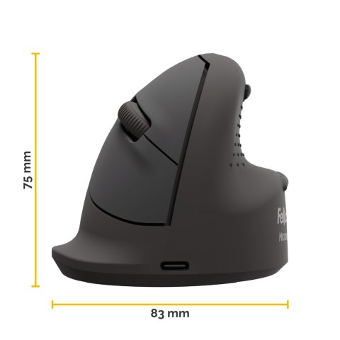 Mysz ergonomiczna PLUS pionowa, praworęczna czarna BREYTA 100143581 FELLOWES