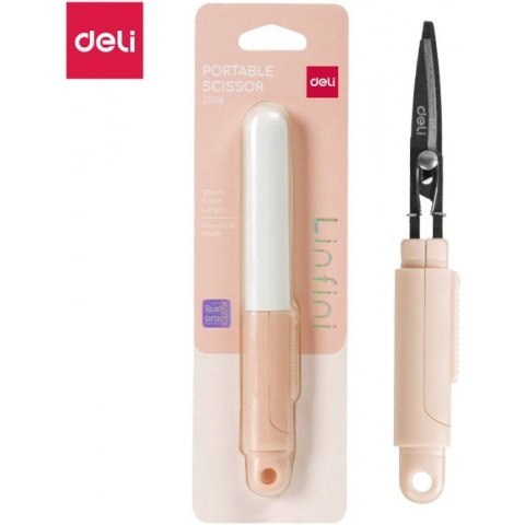 Nożyczki kompaktowe w bezpiecznym etui Linfini różowe EZ508P DELI