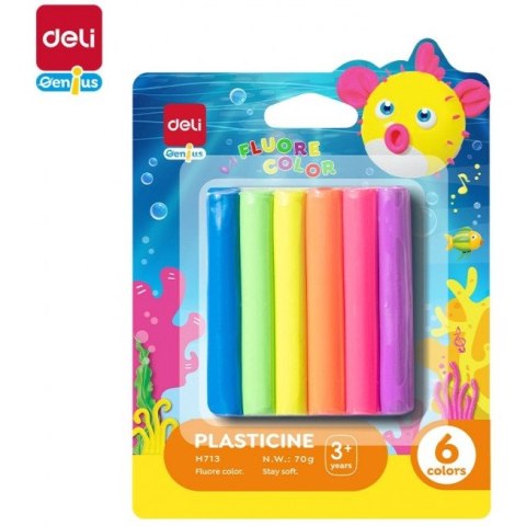 Plastelina 6 kolorów fluorescencyjne EH713 DELI