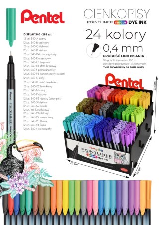 Cienkopisy POINTLINER COLOUR (288szt) DISPLAY S40 PENTEL