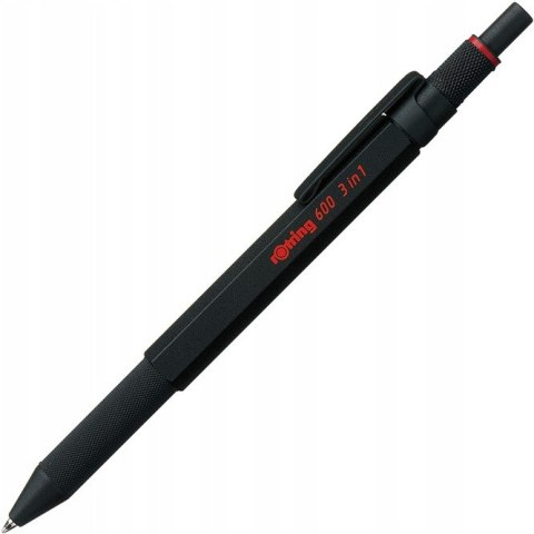 Multipen Rotring 600 3w1 Czarny/Czerwony/Ołówek F/0,5mm obudowa met. 2164108